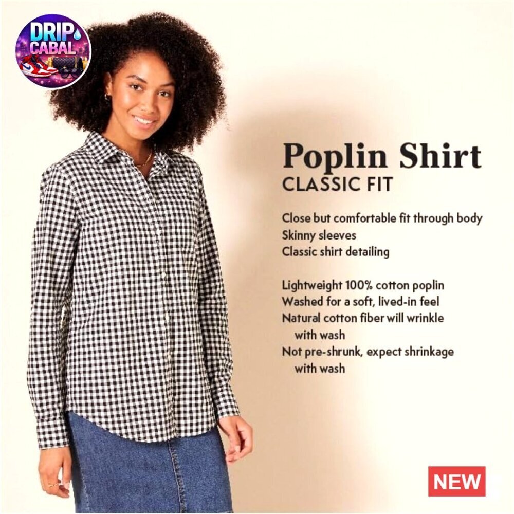 Regular Fit Long Sleeve Poplin Button Down Shirt Classic Chic Office Wear - Picture 2 of 7